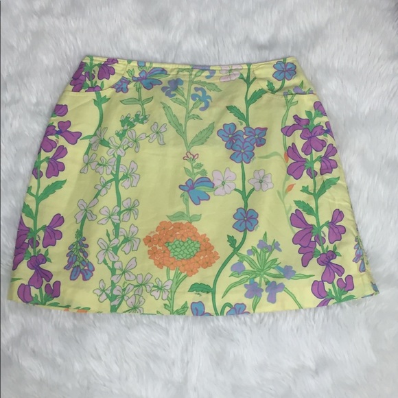 Lilly Pulitzer Dresses & Skirts - Lily Pulitzer Floral Yellow Skirt  Size Large